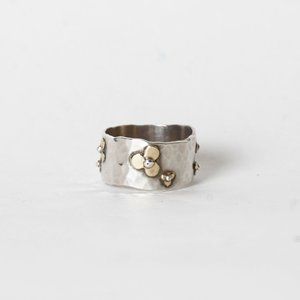 Hand Hammered Silver & Gold Ring